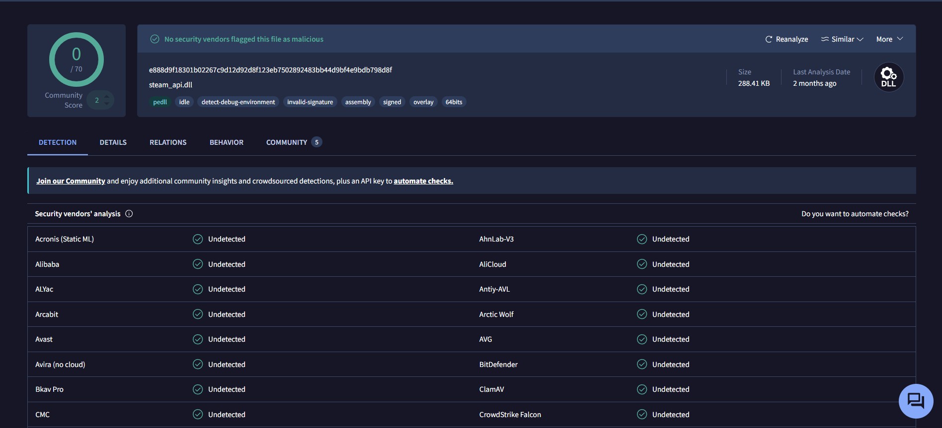 VirusTotal HANZO2TEAM - نظيف